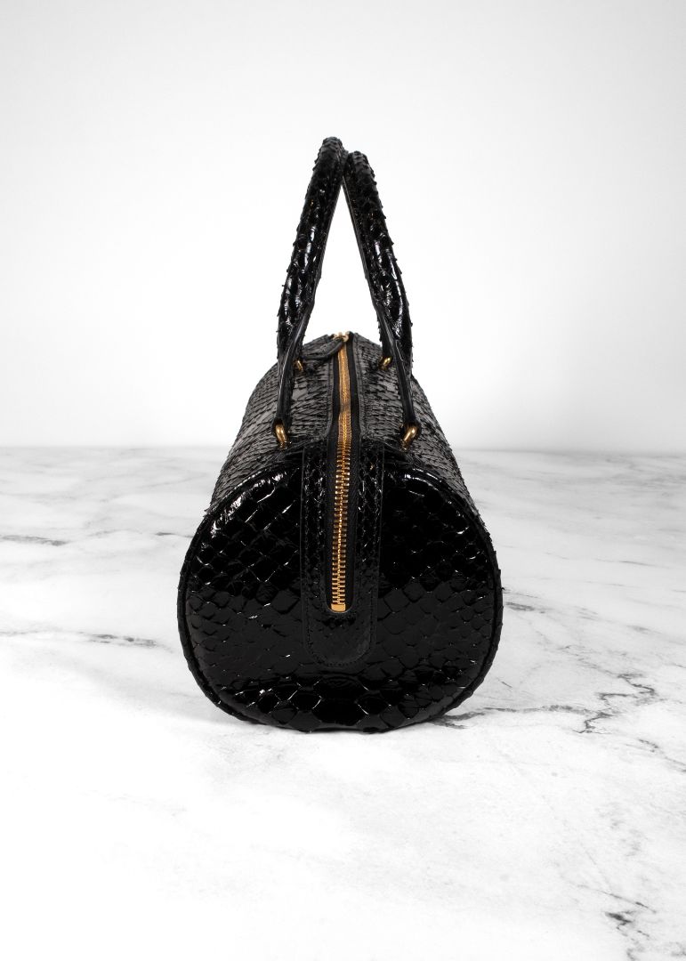 The Row Black Python 90s Round Bag