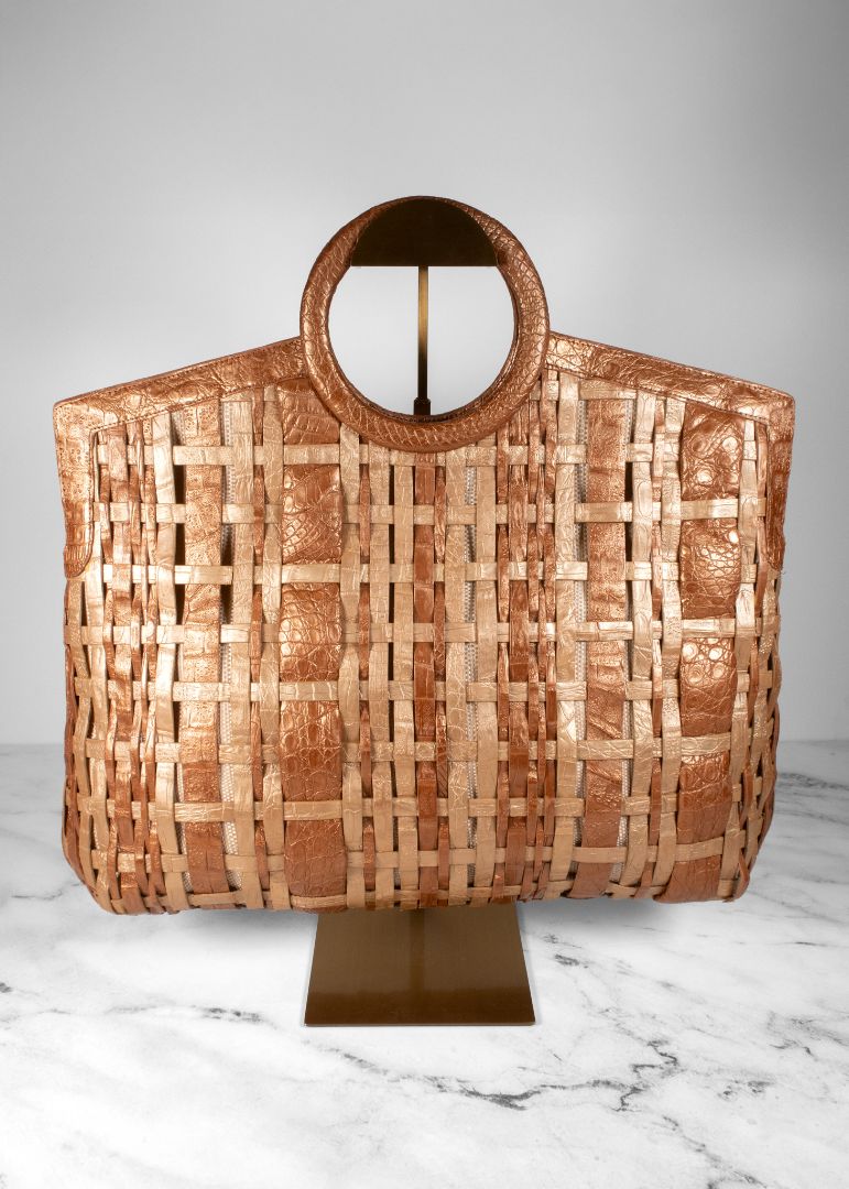 Nancy Gonzalez Mint Woven Genuine Crocodile Handbag