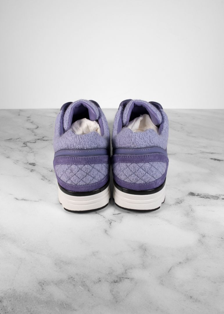 Chanel Purple Suede Leather And Tweed Sneakers