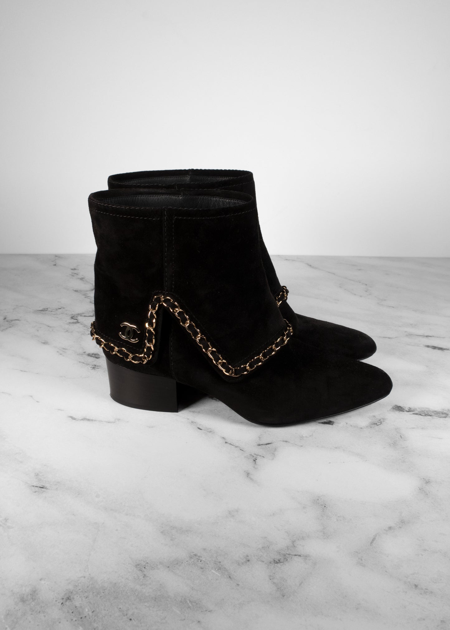 Chanel 2013 Interlocking CC Logo Moto Boots
