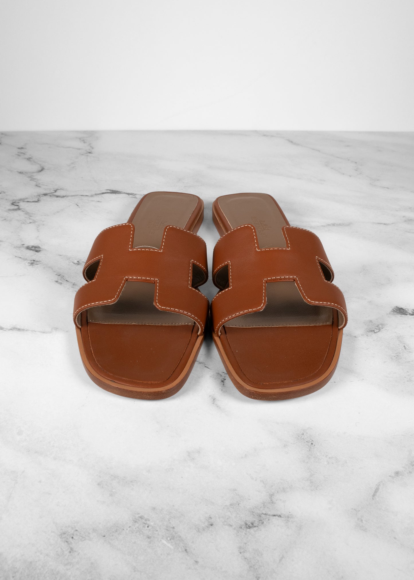 Hermes Flat Oran Gold Sandals