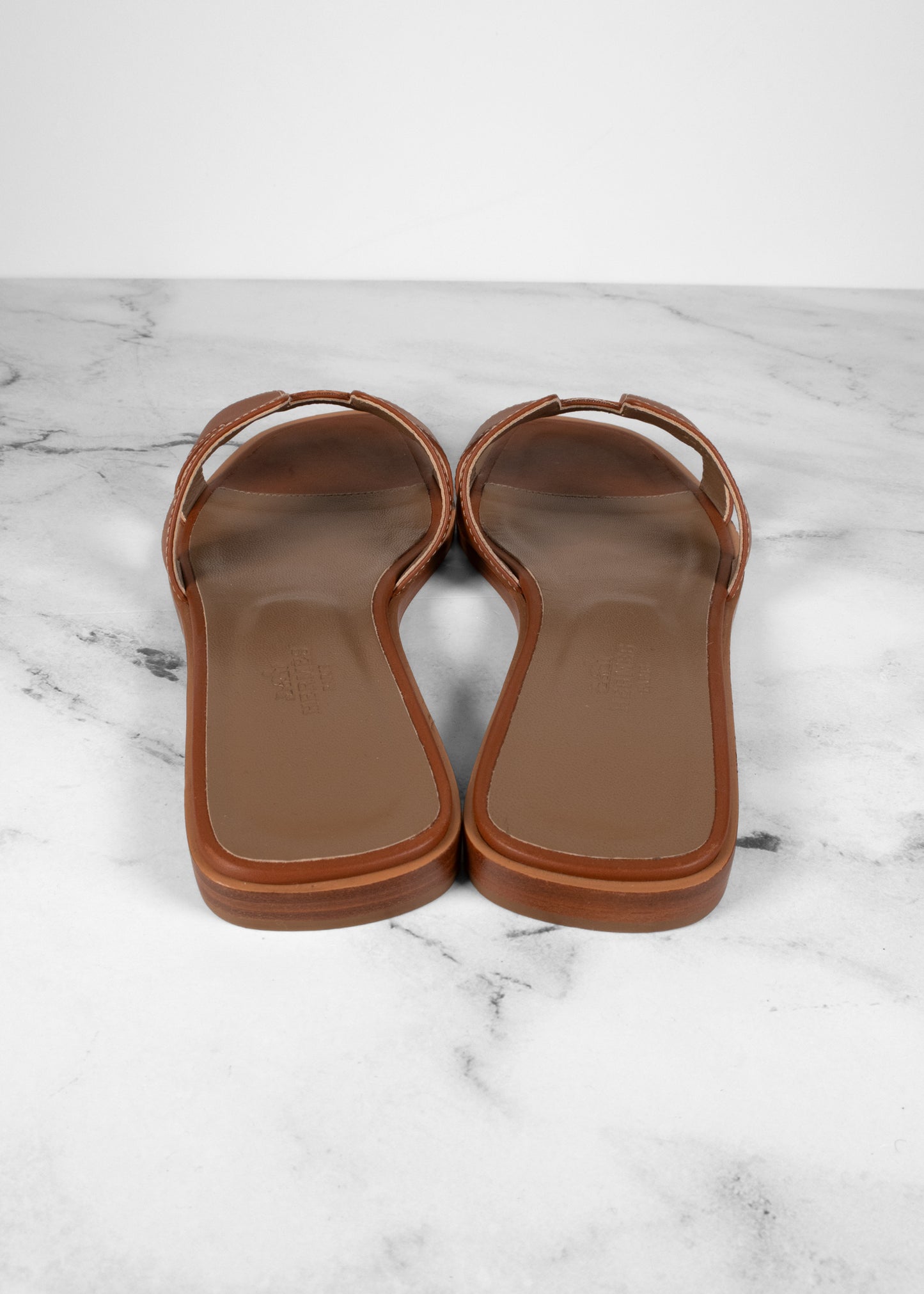 Hermes Flat Oran Gold Sandals