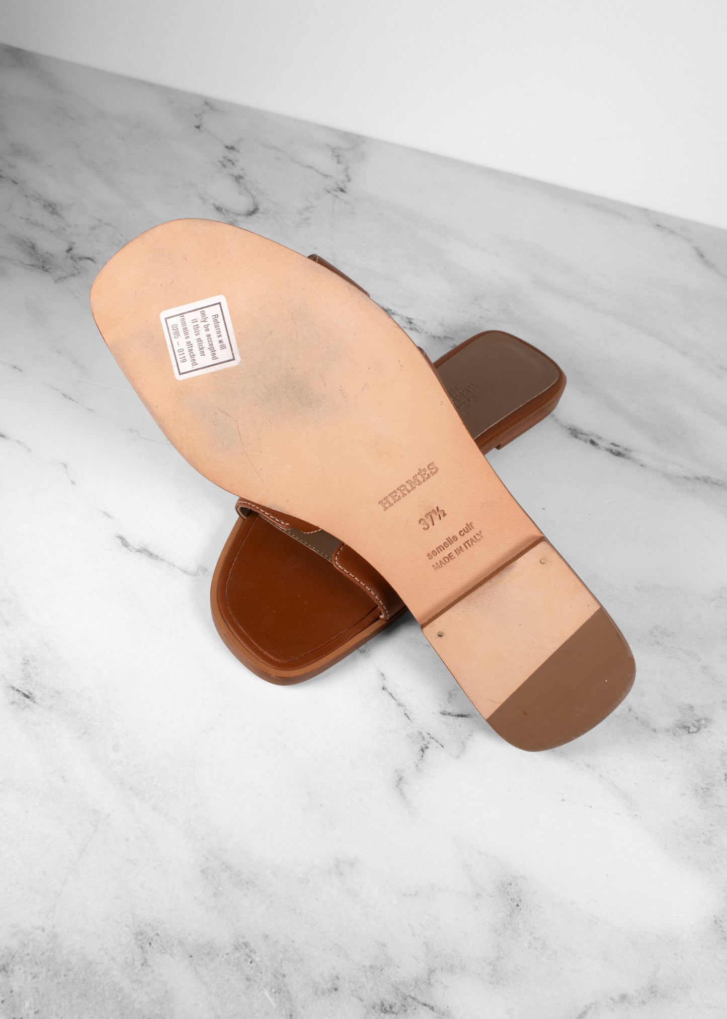 Hermes Flat Oran Gold Sandals