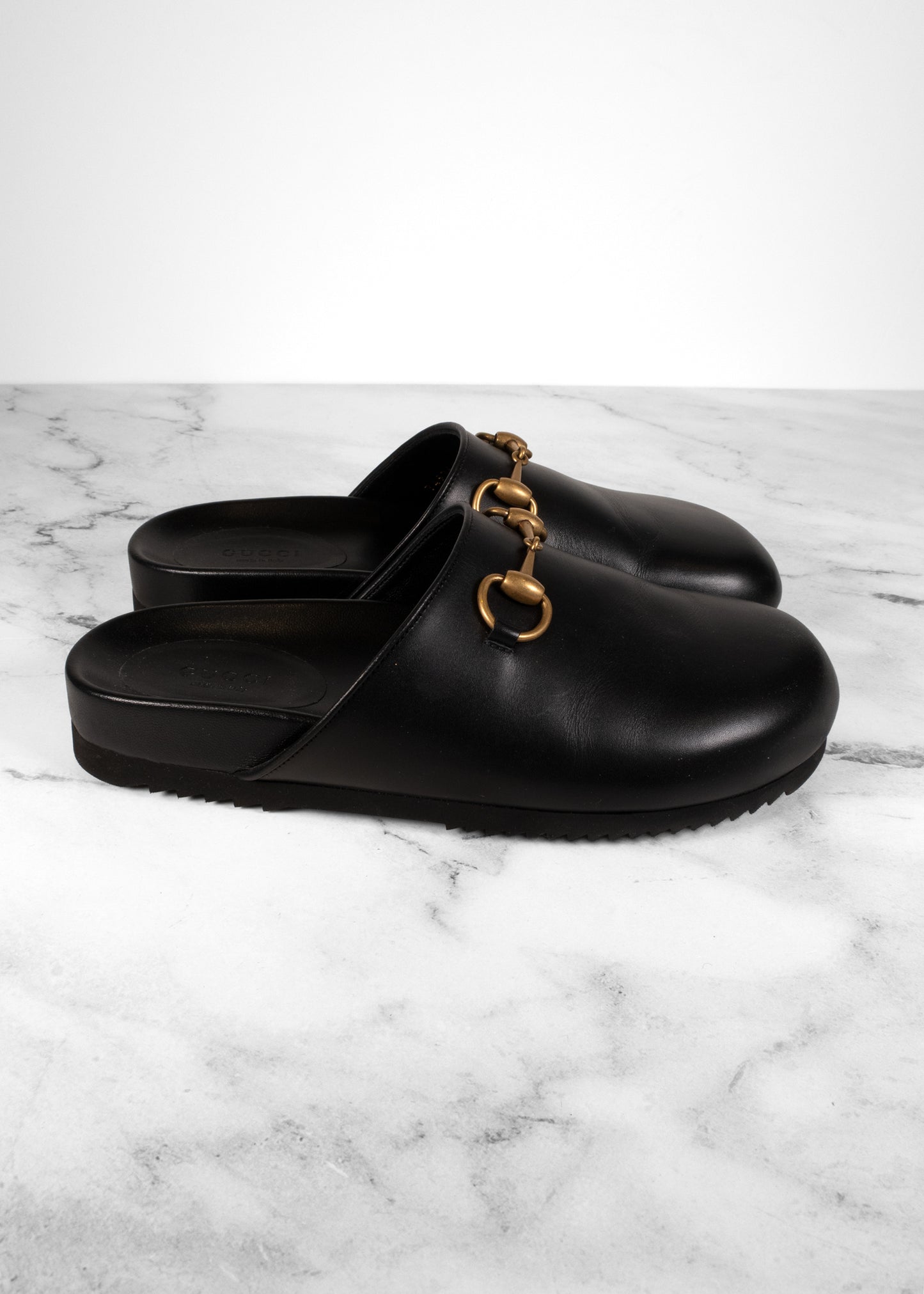 Gucci Horsebit Accent Leather Mules