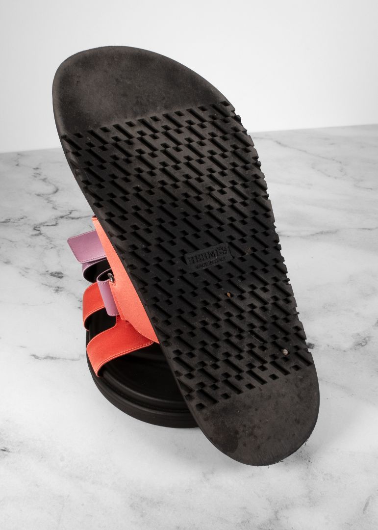 Hermes Pink & Purple Satin Chypre Sandals