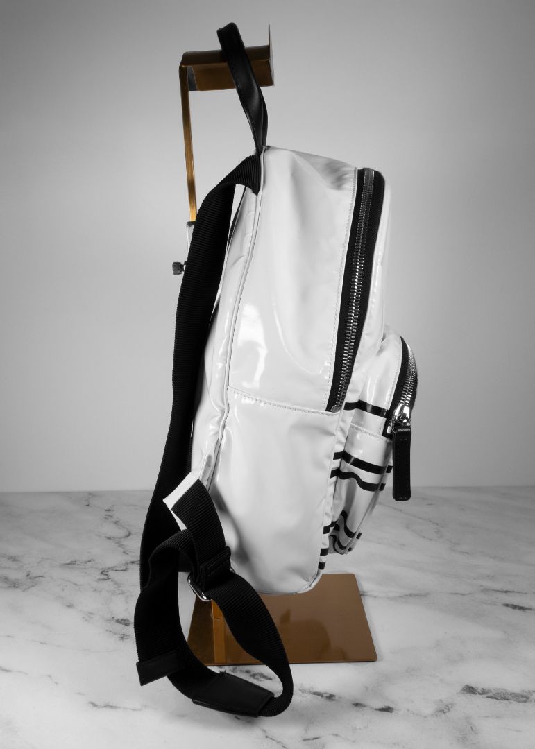 Chanel White & Black Nylon Small Backpack