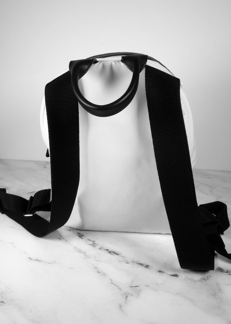 Chanel White & Black Nylon Small Backpack