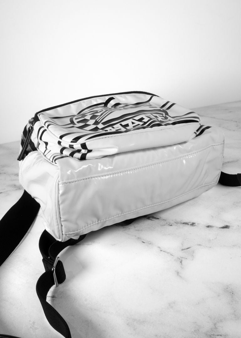 Chanel White & Black Nylon Small Backpack