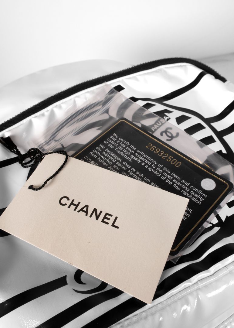 Chanel White & Black Nylon Small Backpack