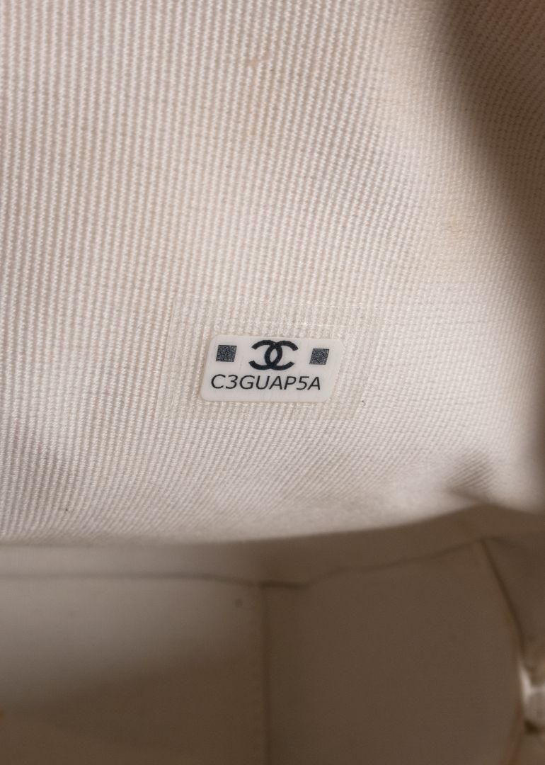 Chanel White Quilted Leather Mini Backpack With Gold Chains And Top Handle