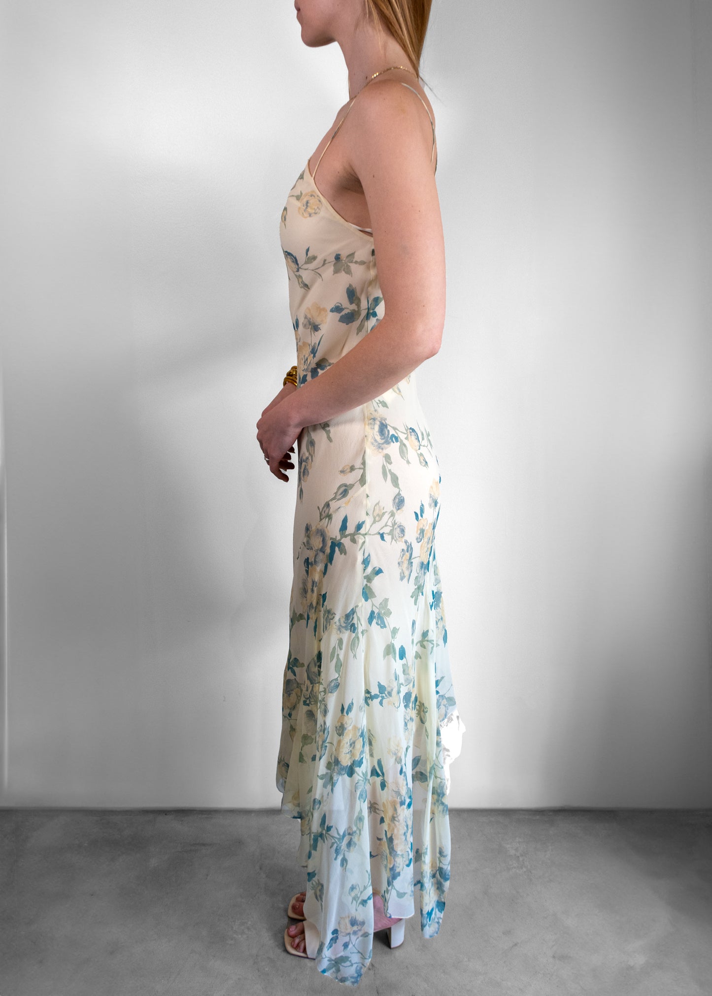 Celine Floral Asymmetric Slip Dress