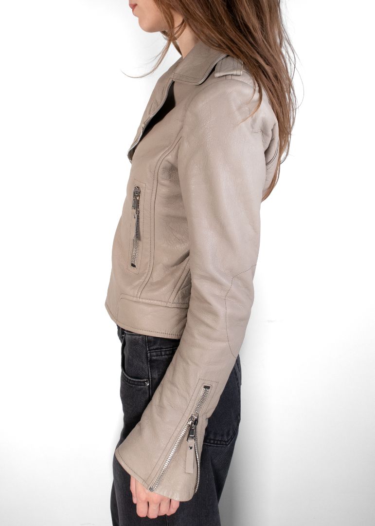 Balenciaga Taupe Leather Biker Jacket