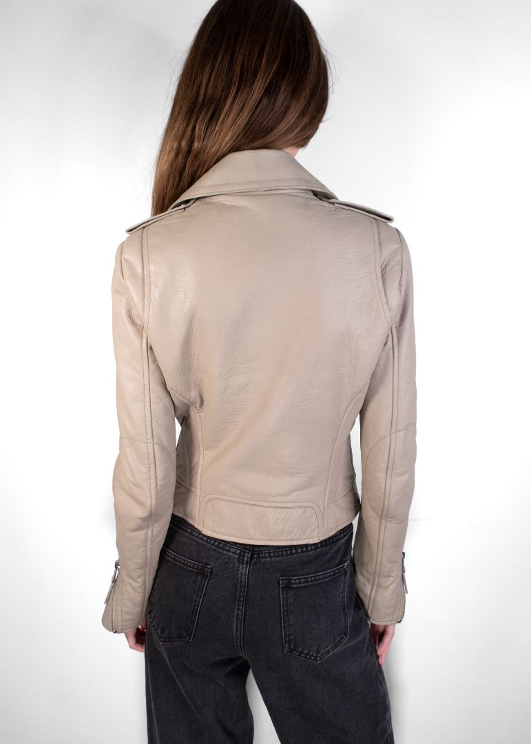 Balenciaga Taupe Leather Biker Jacket