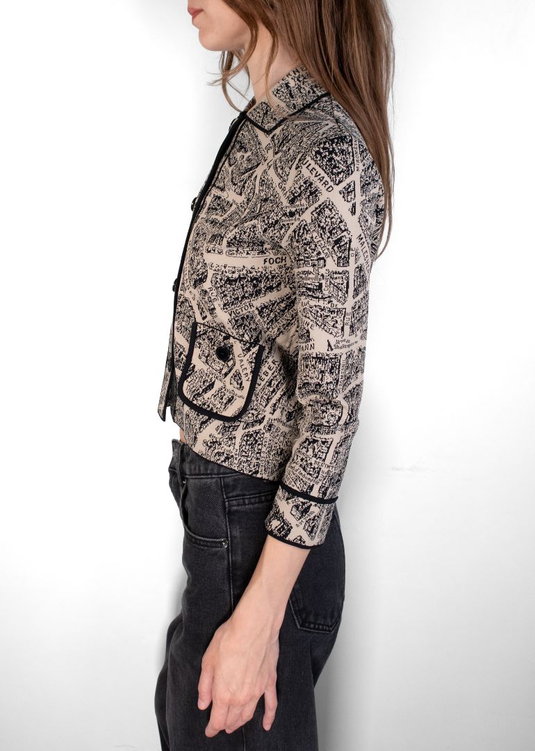 Dior Beige / Black Paris Map Knit Jacket