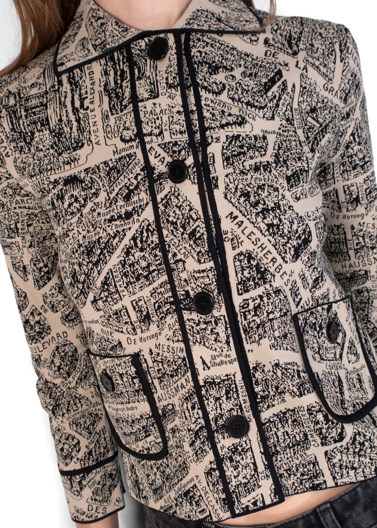 Dior Beige / Black Paris Map Knit Jacket