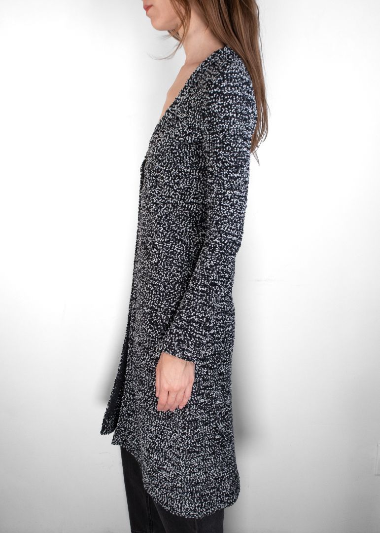 Dior Navy/White/Shimmery Boucle Tweed Knit Long Jacket