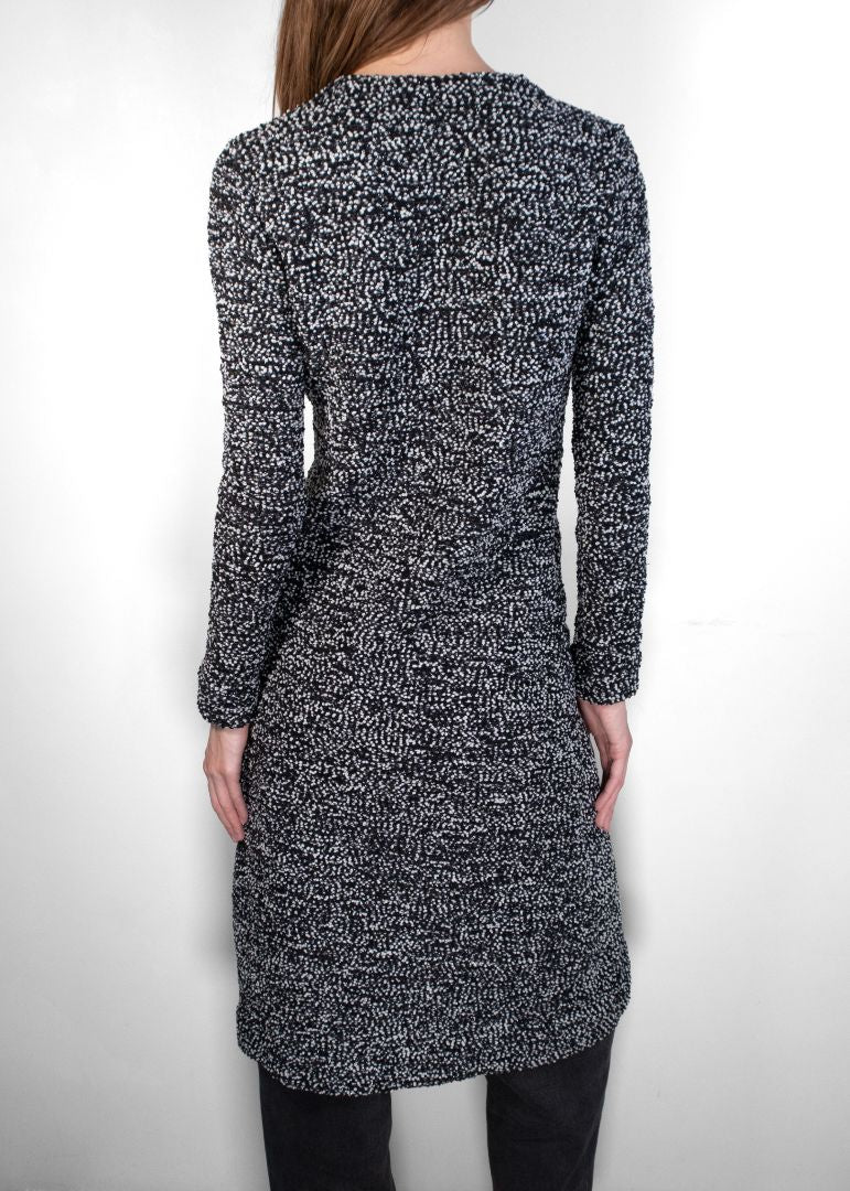 Dior Navy/White/Shimmery Boucle Tweed Knit Long Jacket