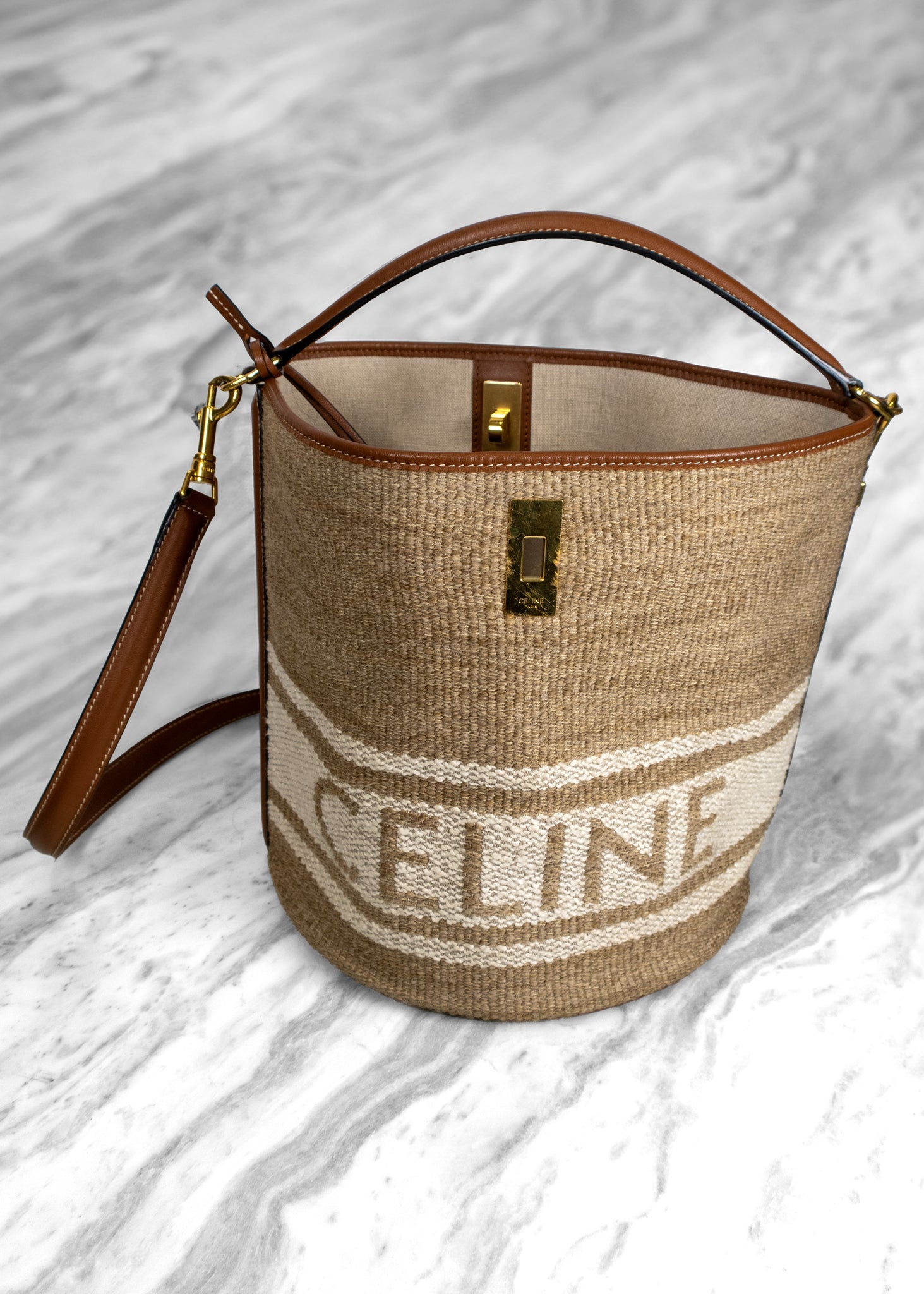 celine textile bucket bag