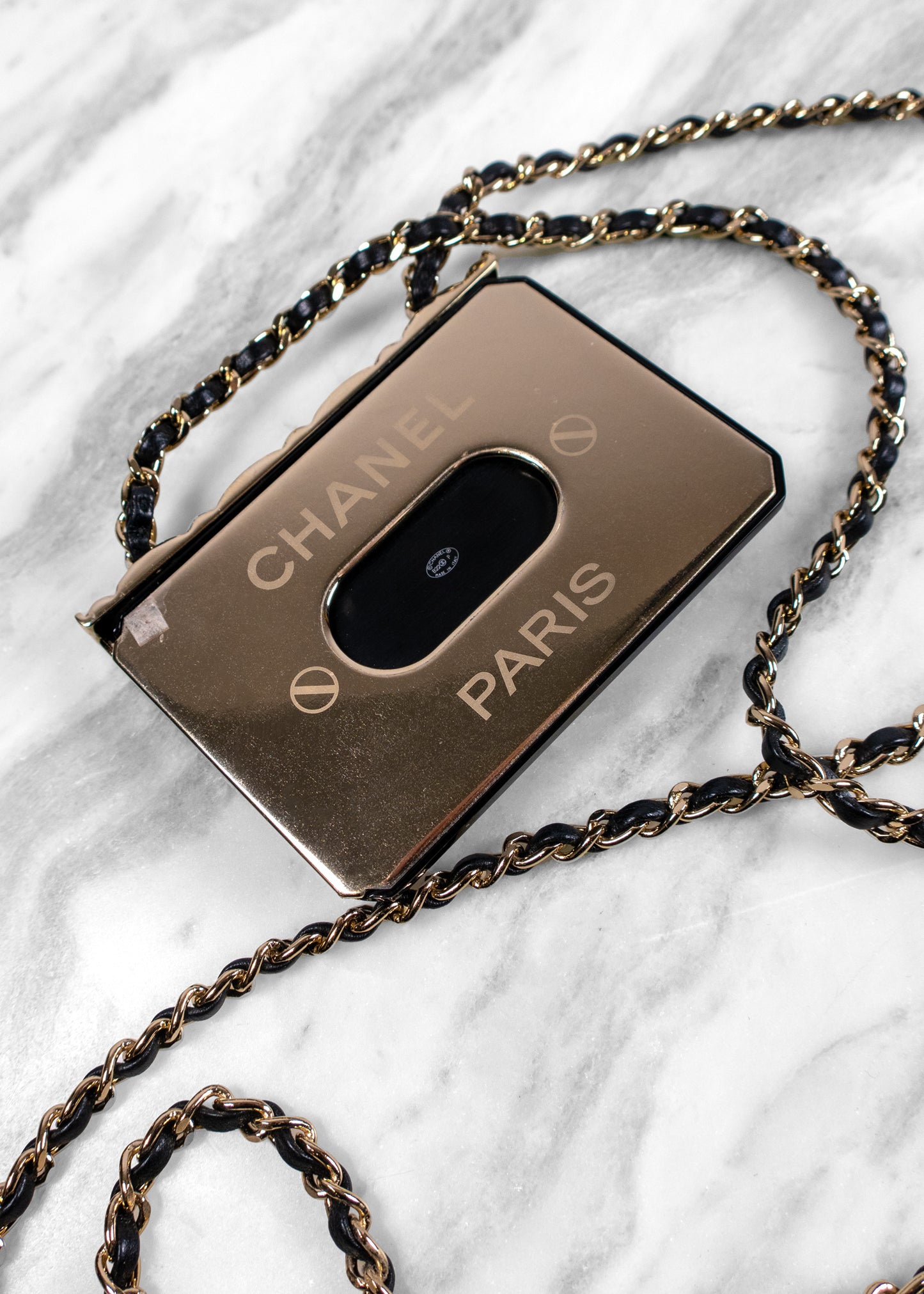 Chanel 2022 Leather & Resin Card Holder Purse Pendant Necklace