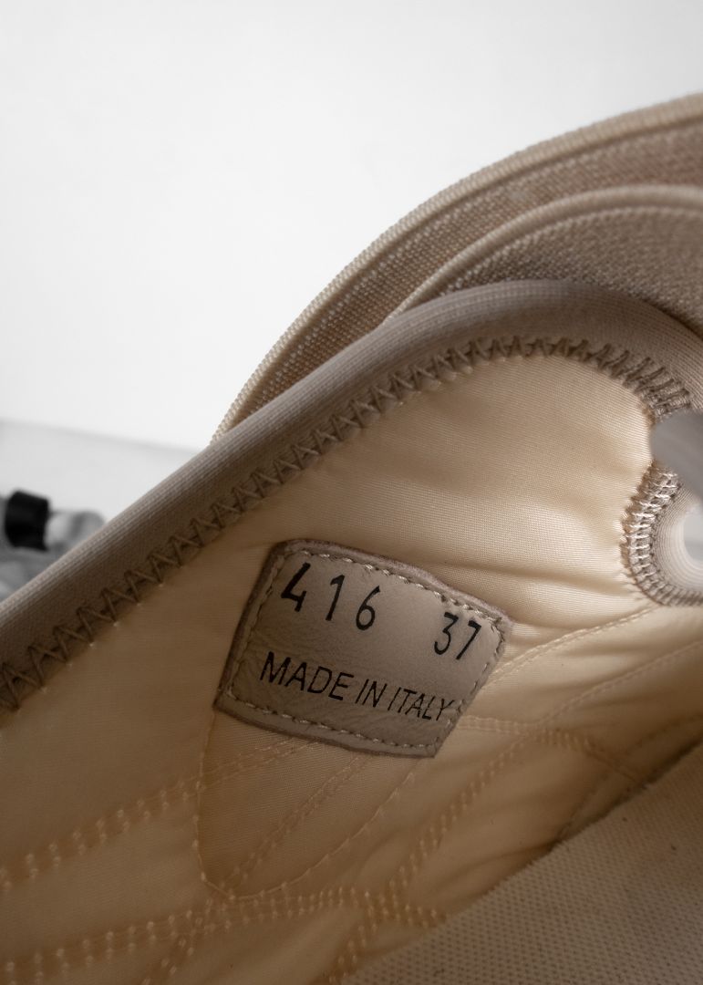 Miu Miu Ivory Tyre Technical Fabric And Suede Ballerina Sneakers