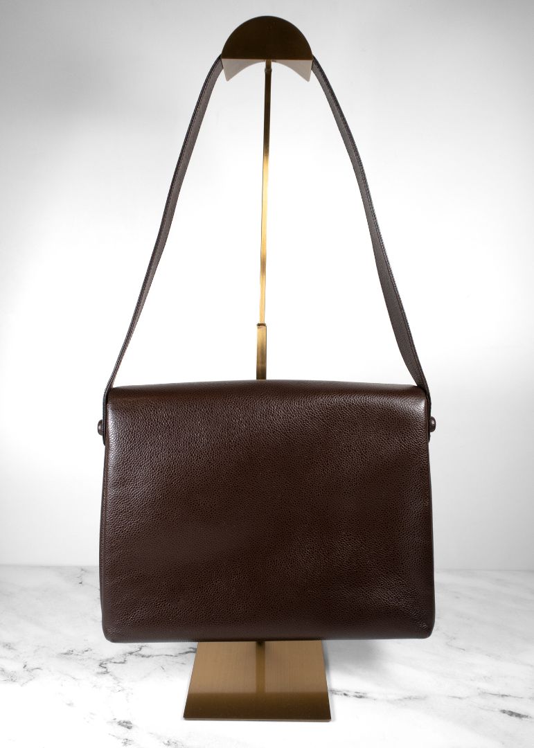 Chanel Brown Caviar Leather Shoulder Bag With Gold CC