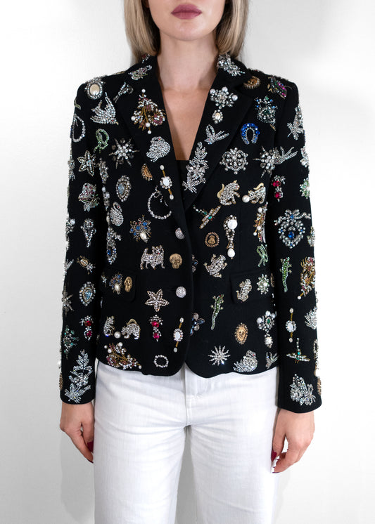 Libertine black Crystal Embroidered Black Diamond Pins Jacket