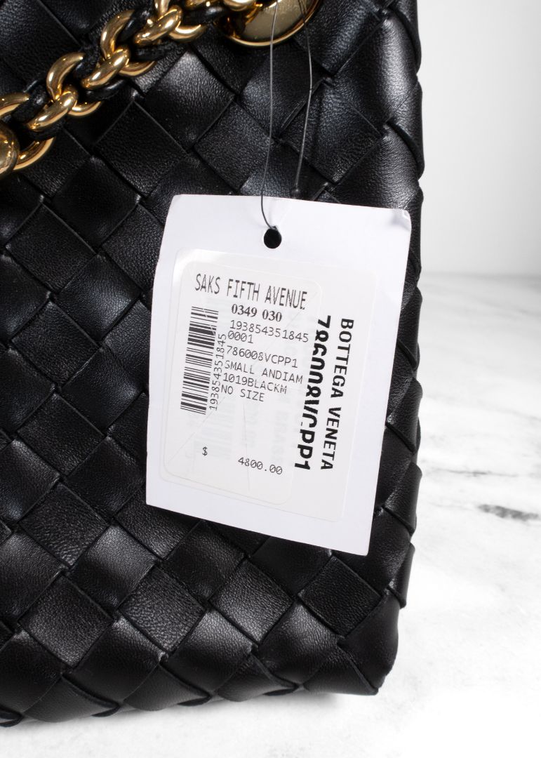 Bottega Veneta Black Andiamo Bag With Gold Chain