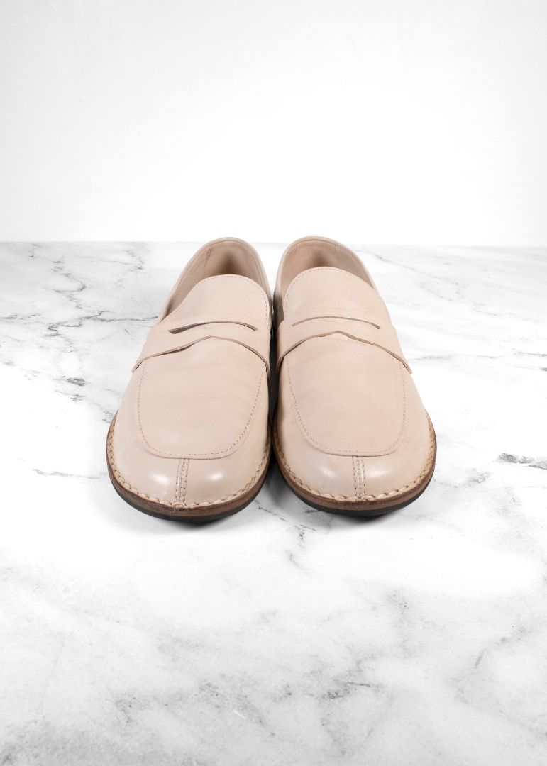 The Row Beige Leather Cary Loafers