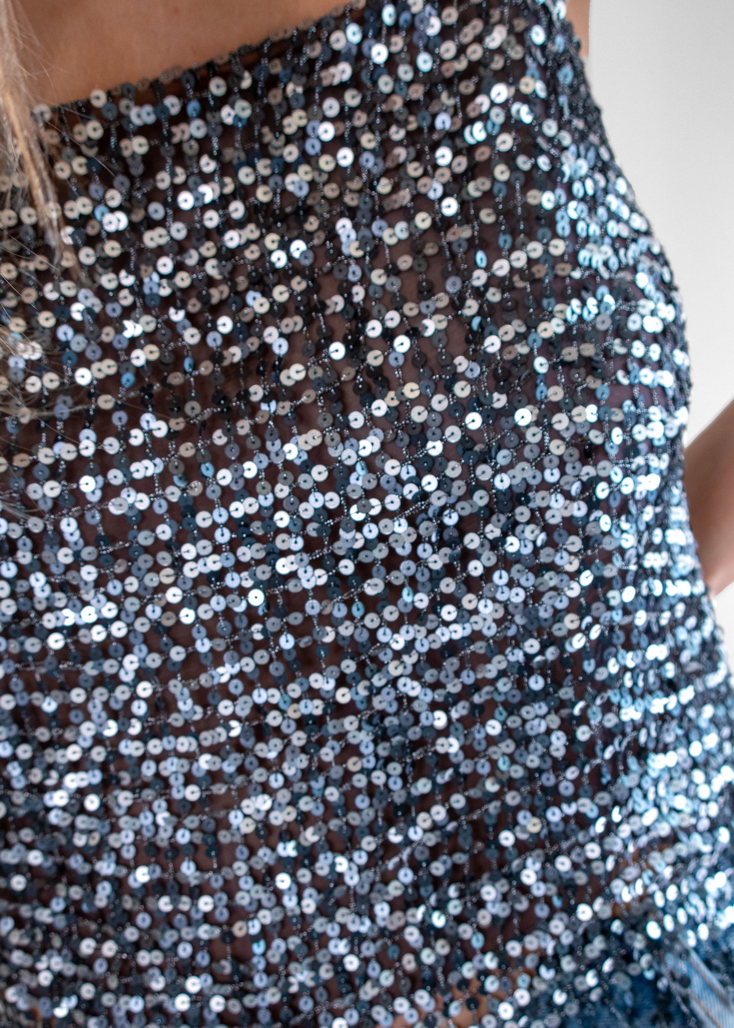 Chanel Sequin Square Neckline Crop Top