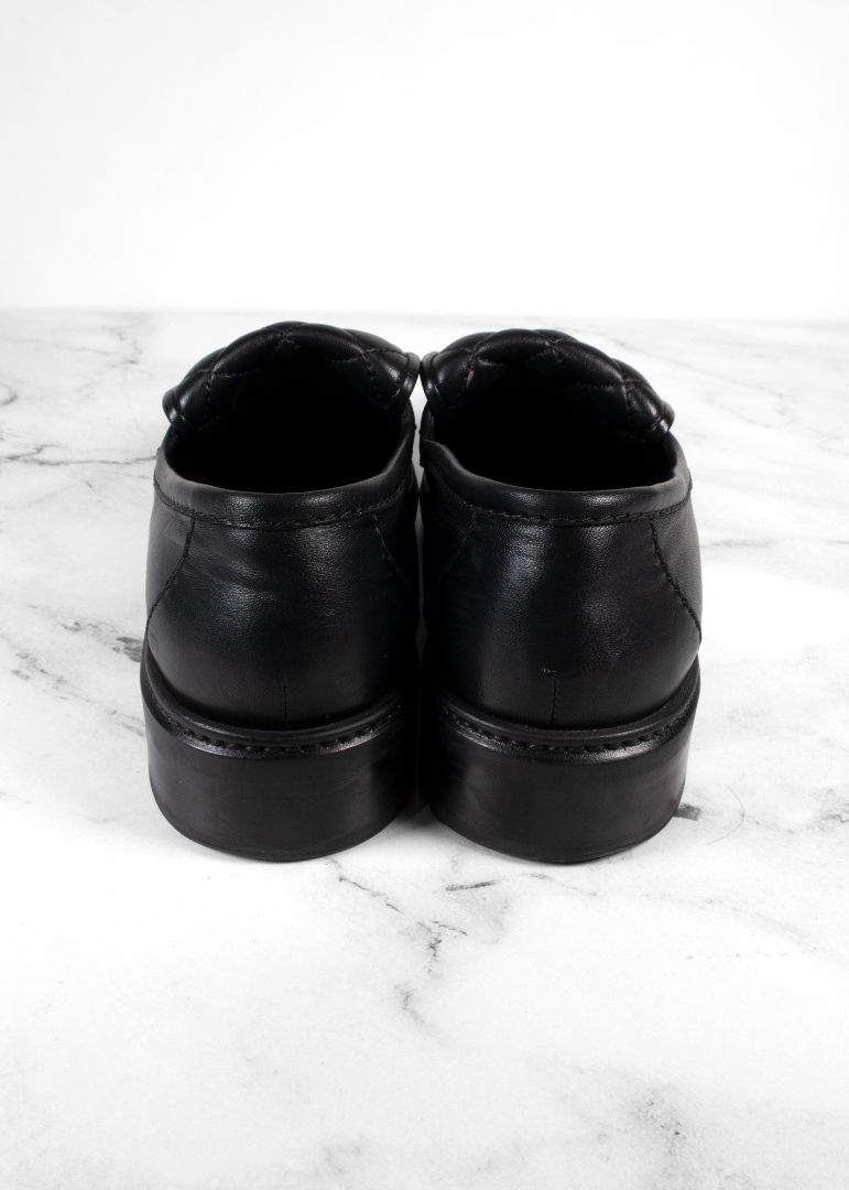 Chanel Black Lambskin Quilted Turnlock Loafers