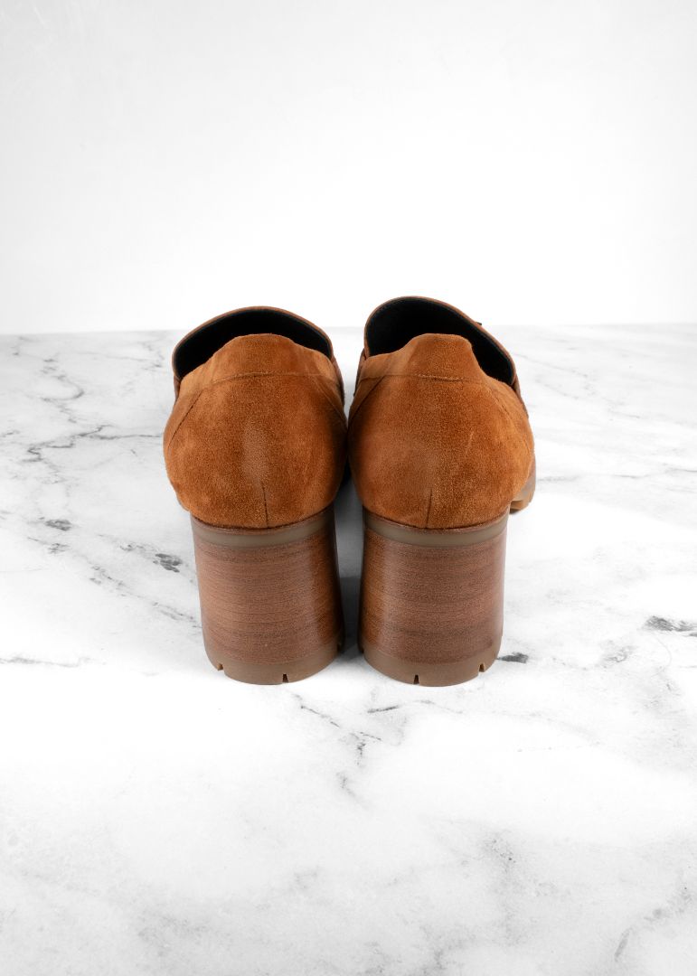 Hermes Brown Suede Loafer Pumps
