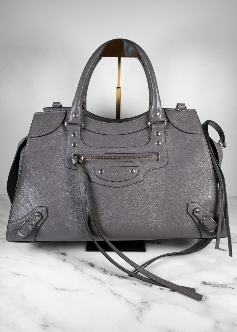 Balenciaga Grey Leather Medium Neo Classic City Satchel