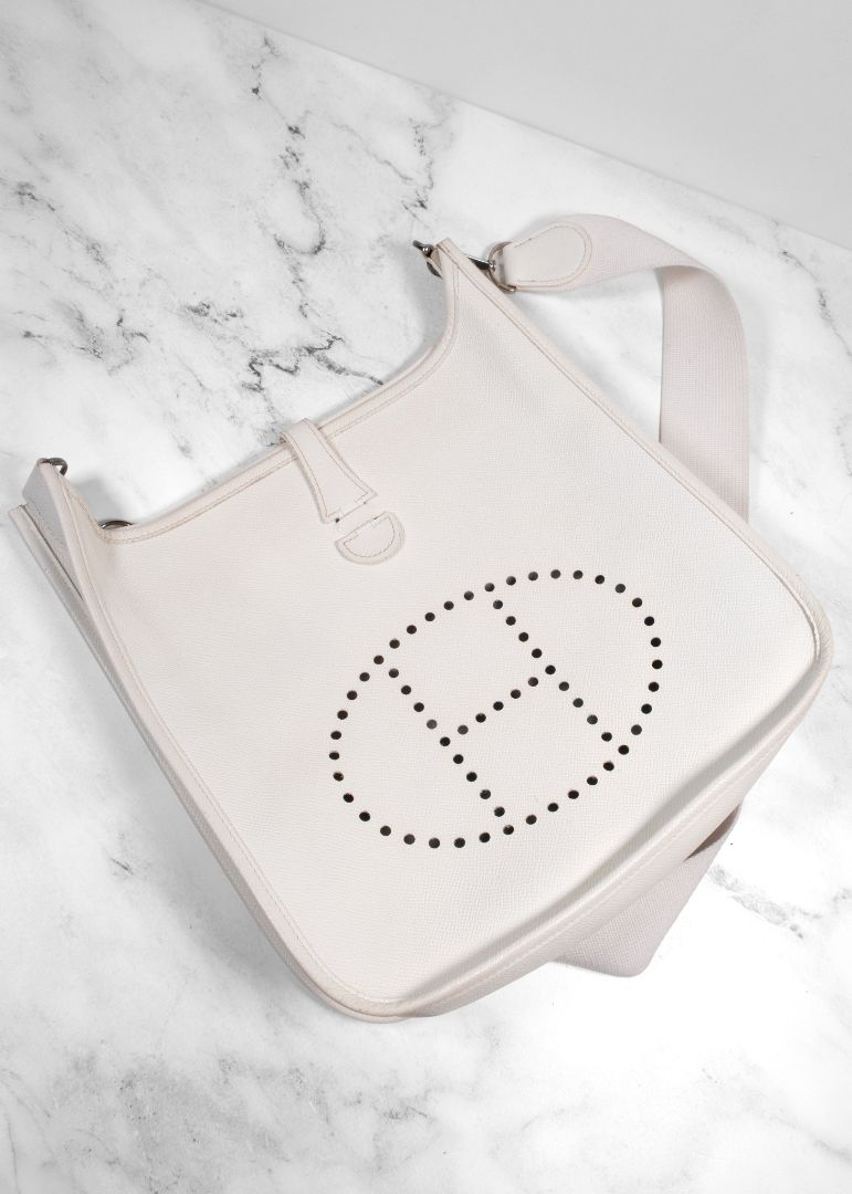 Hermes White Evelyne Bag