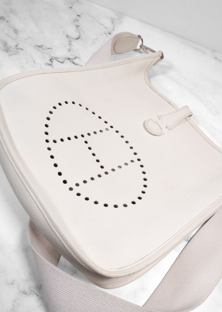 Hermes White Evelyne Bag