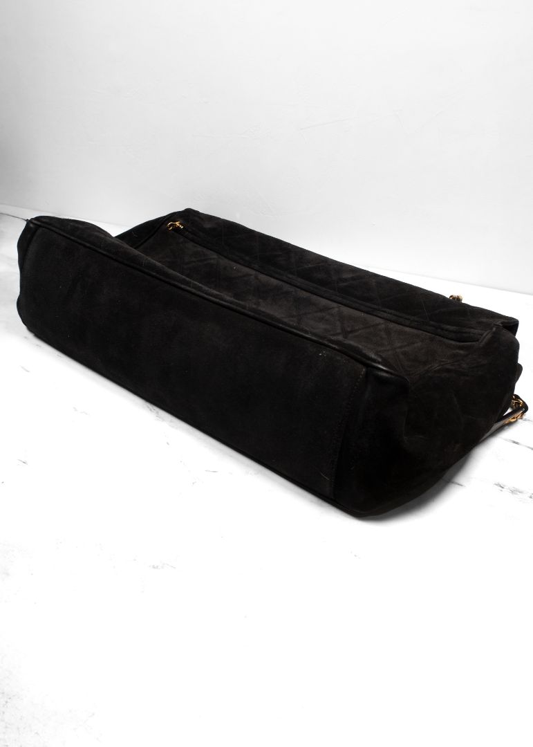 Chanel Black Suede XXL Flap Bag Wtih Gold Hardware