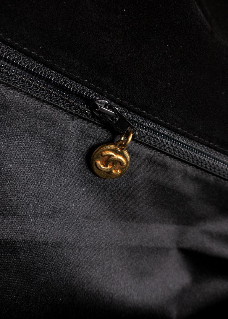 Chanel Black Suede XXL Flap Bag Wtih Gold Hardware