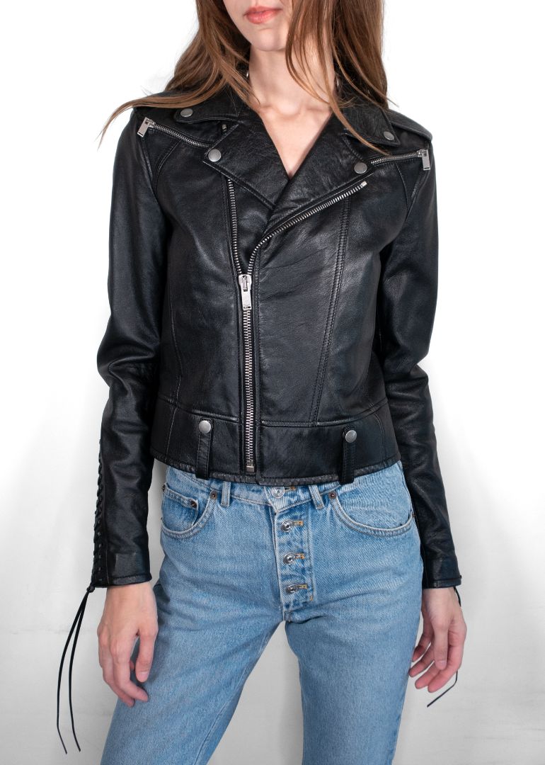 Saint Laurent Black Leather Biker Jacket