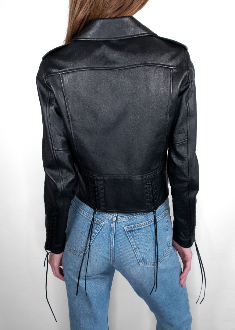 Saint Laurent Black Leather Biker Jacket