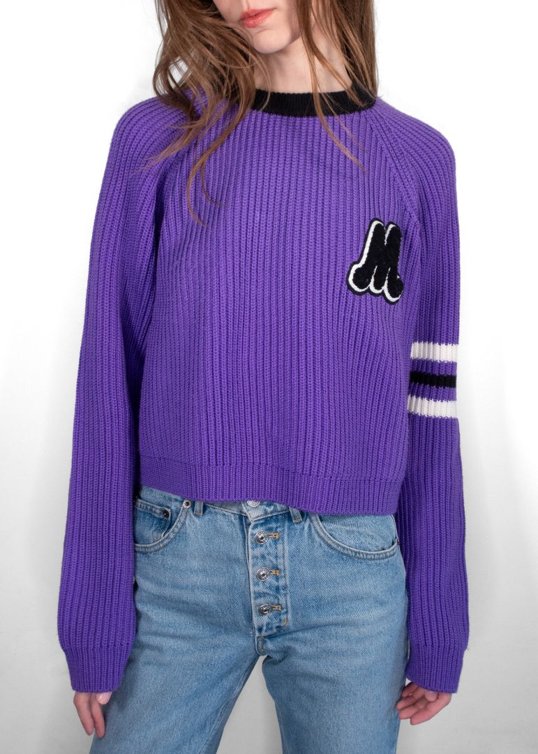 Miu Miu Purple Sweater With Black Emroidered M
