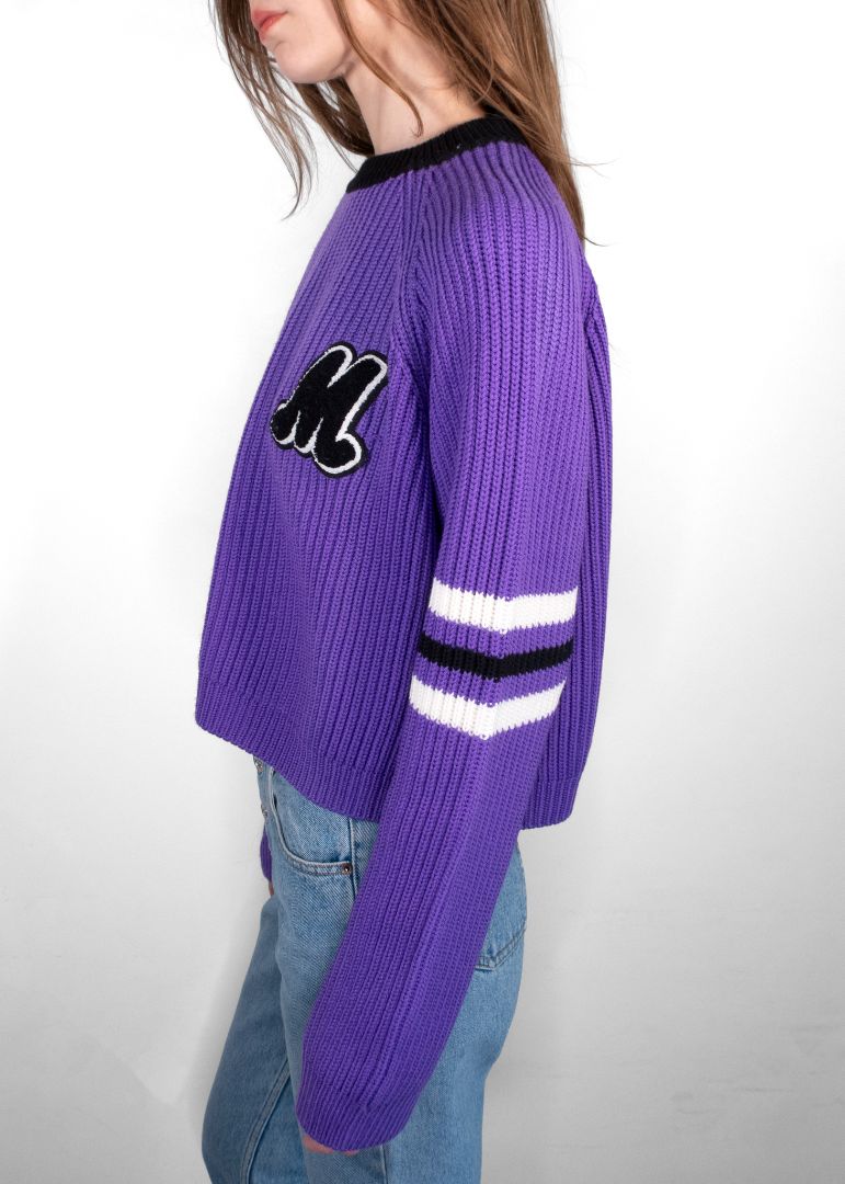 Miu Miu Purple Sweater With Black Emroidered M