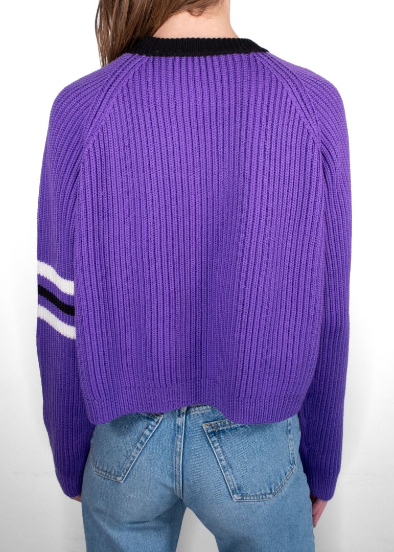 Miu Miu Purple Sweater With Black Emroidered M