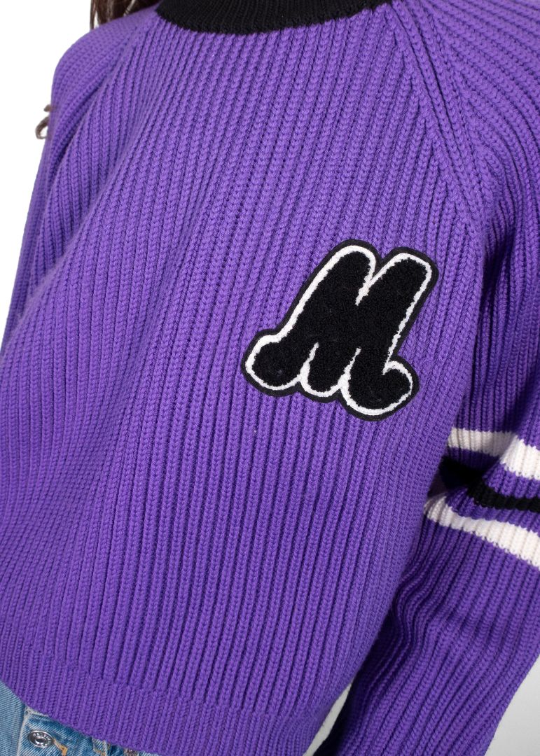 Miu Miu Purple Sweater With Black Emroidered M