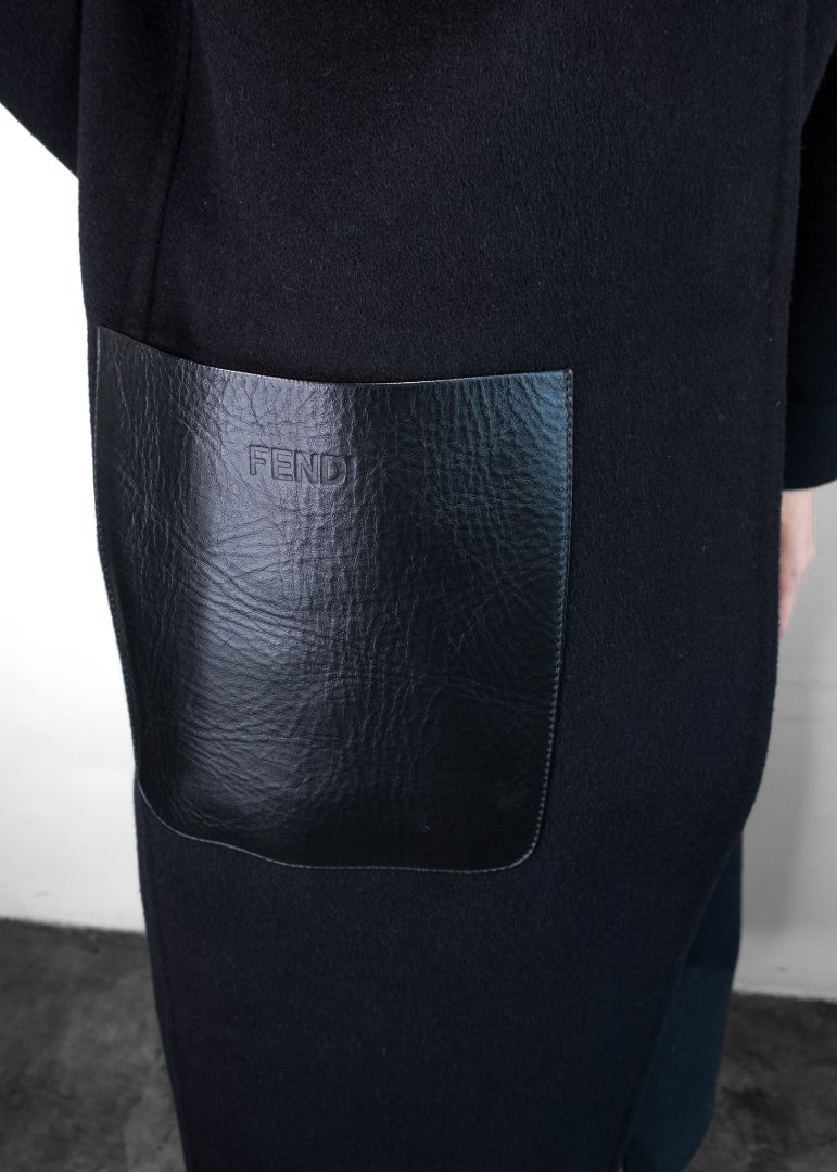 Fendi Black Reversible Logo Coat