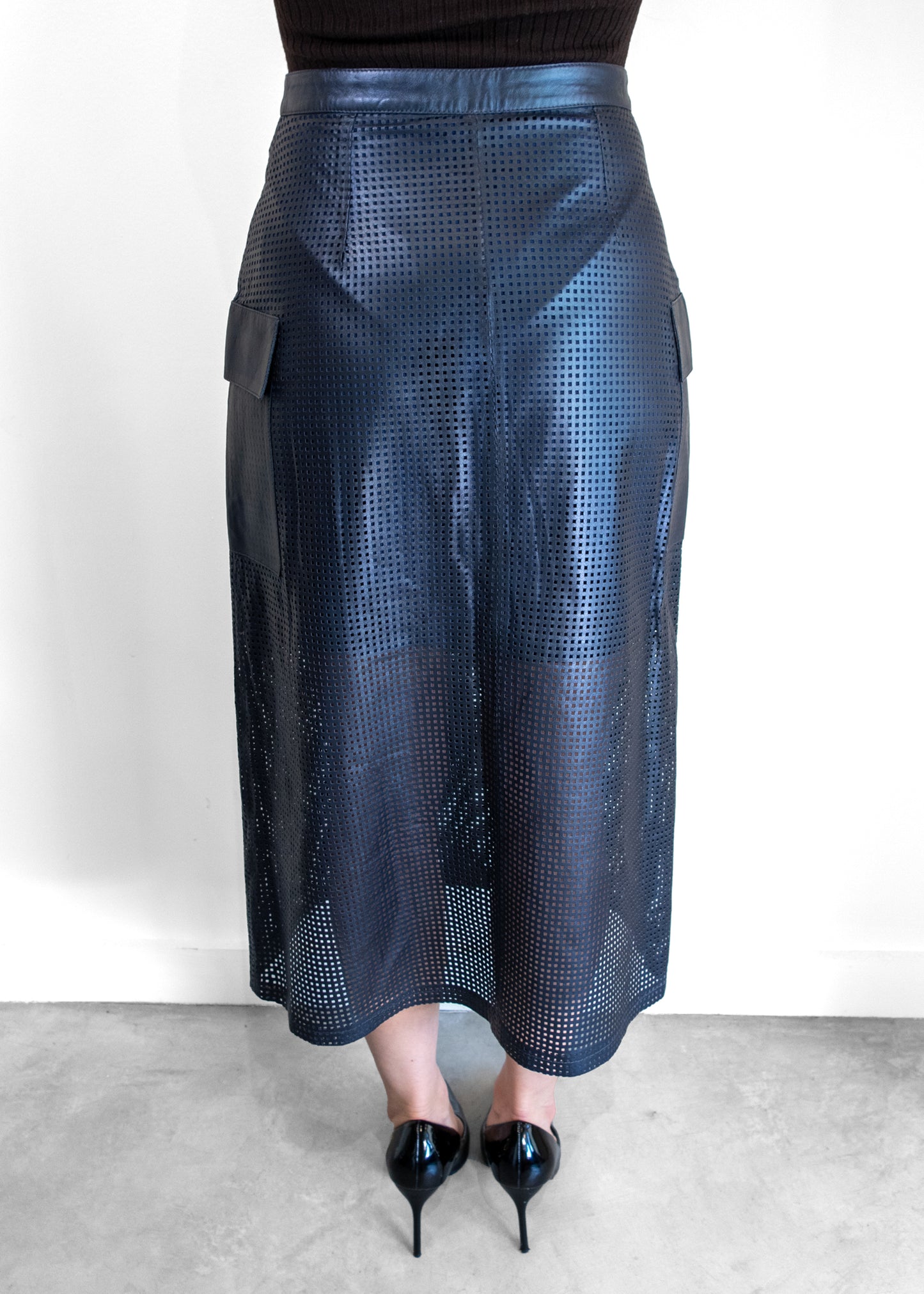 Zeynep Arcay Leather Cargo Column Skirt
