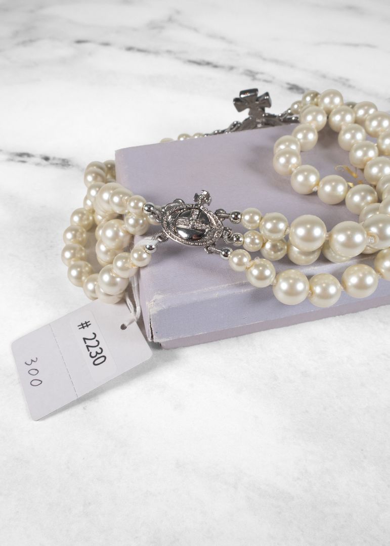 Vivienne Westwood Rhinestone And Pearl Necklace