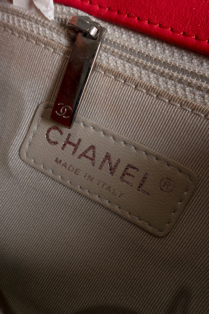 Chanel Red Quilted Lambskin Chain Around Bag With Silver Hardware