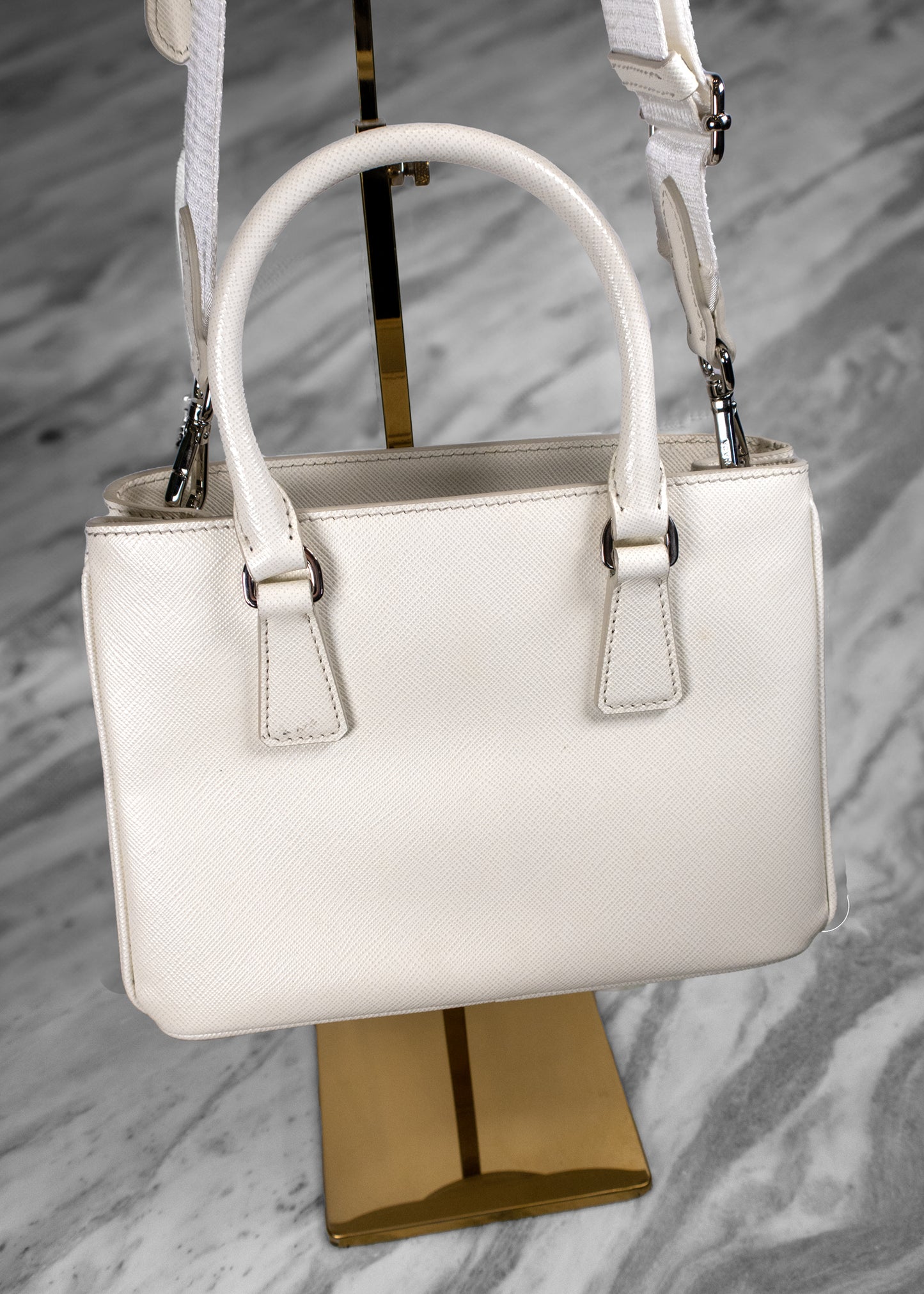 Prada Mini Galleria Triangle Logo-Plaque Tote Bag