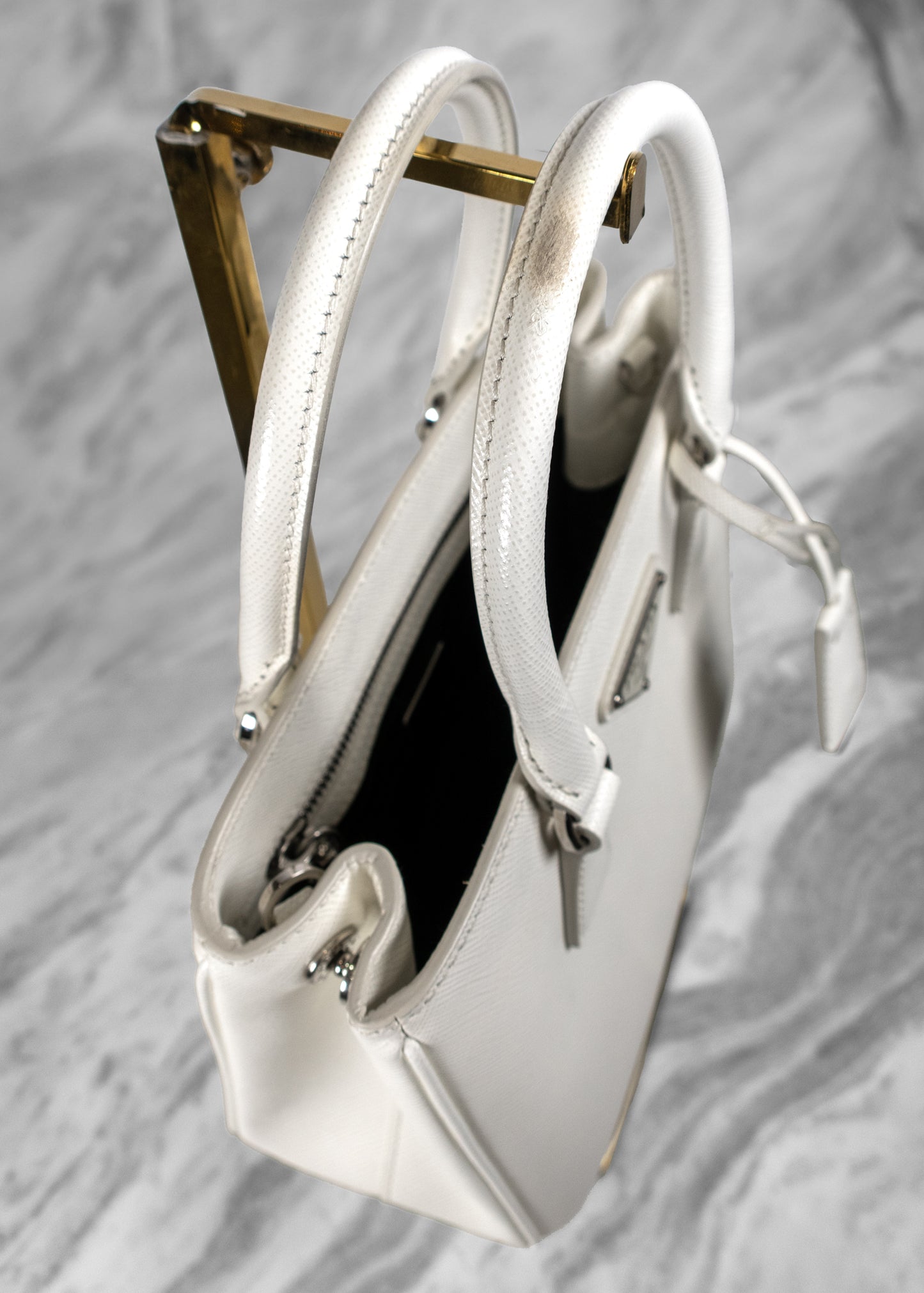 Prada Mini Galleria Triangle Logo-Plaque Tote Bag