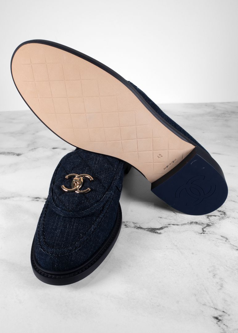 Chanel Brand New Denim Turnlock Loafers