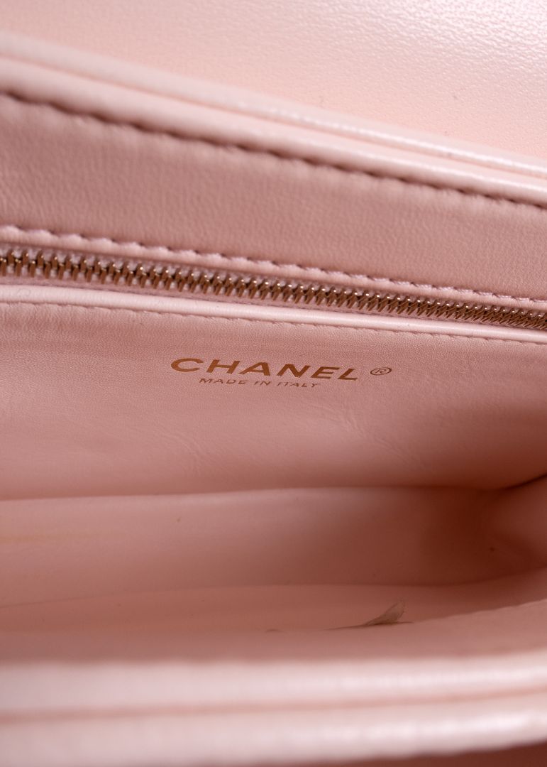 Chanel Light Pink Quilted Lambskin Leather Top Handle Trendy CC Bag